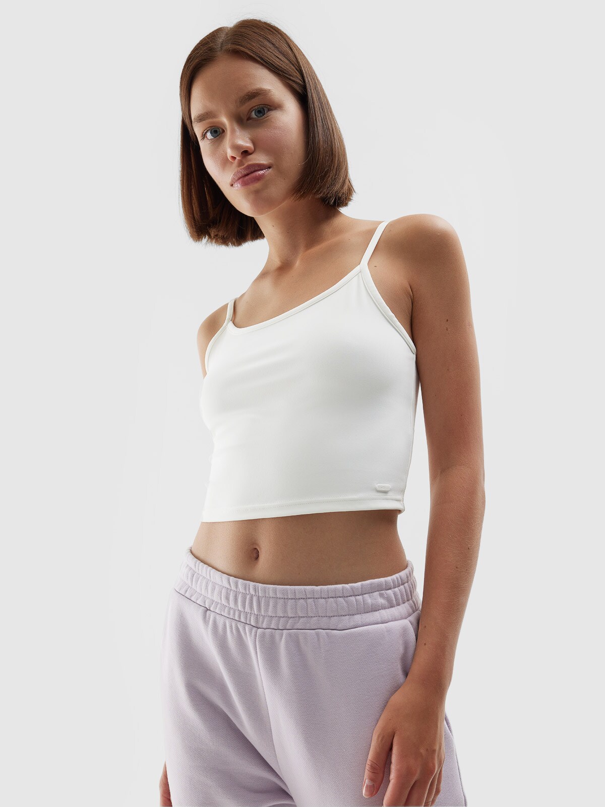 Dámský hladký crop-top slim - bílý