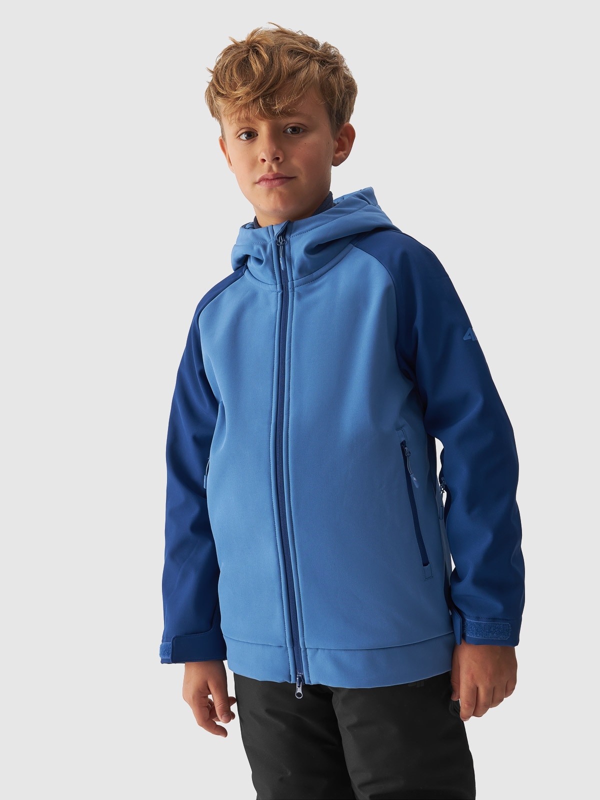 Chlapecká softshellová větruodolná lyžařská bunda membrána 5000 - modrá