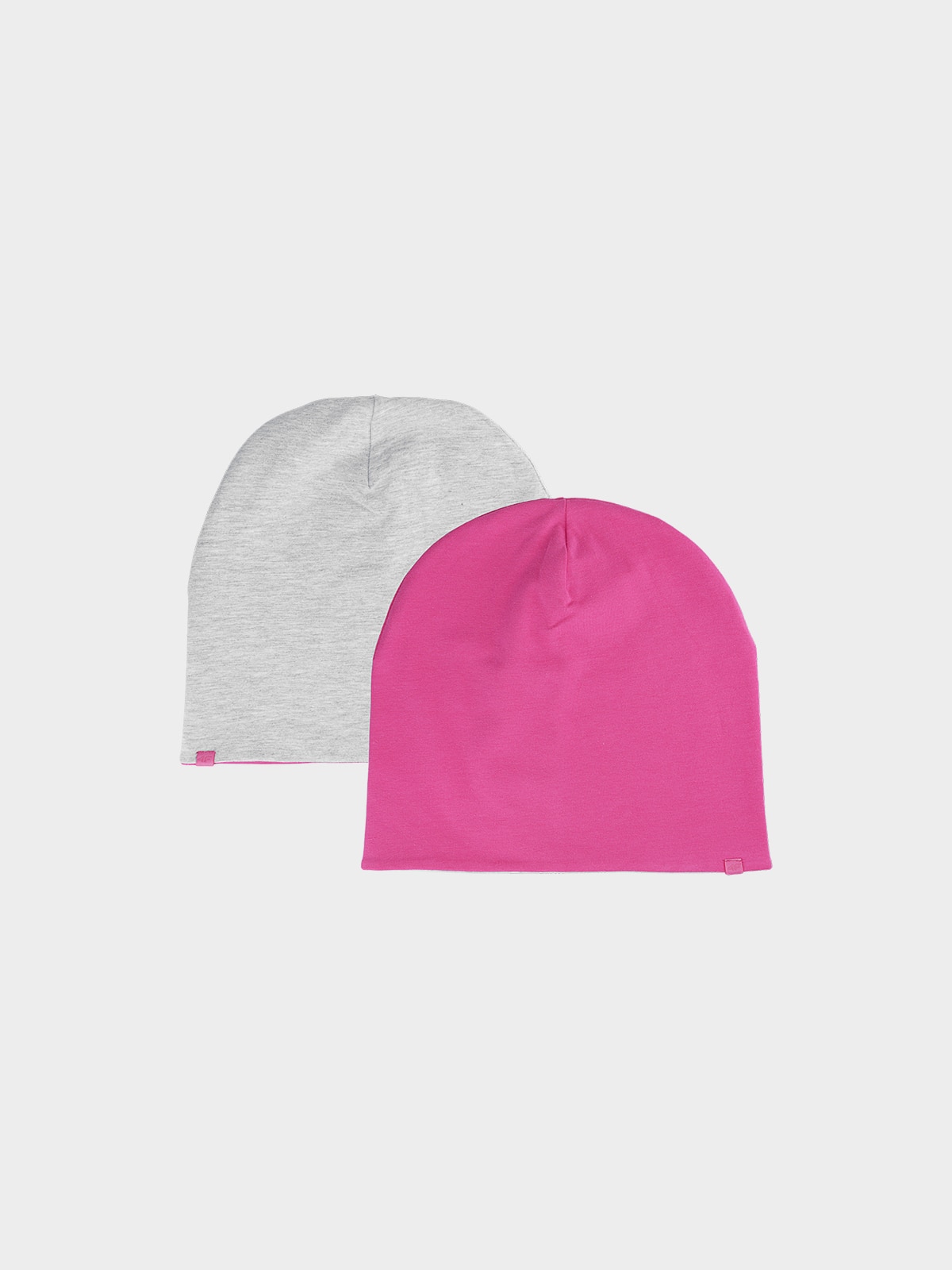 Dívčí oboustranná čepice beanie - fuchsiová/šedá