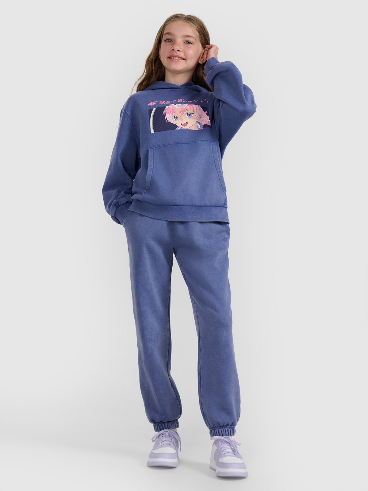 4F Pantaloni jogger de trening pentru fete - albaștri