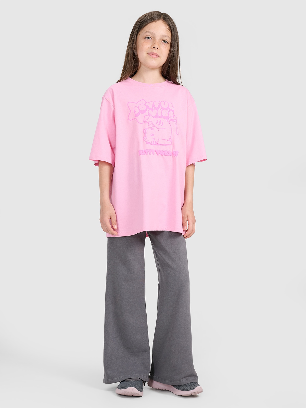 Pantaloni de trening cu craci largi pentru fete - gri