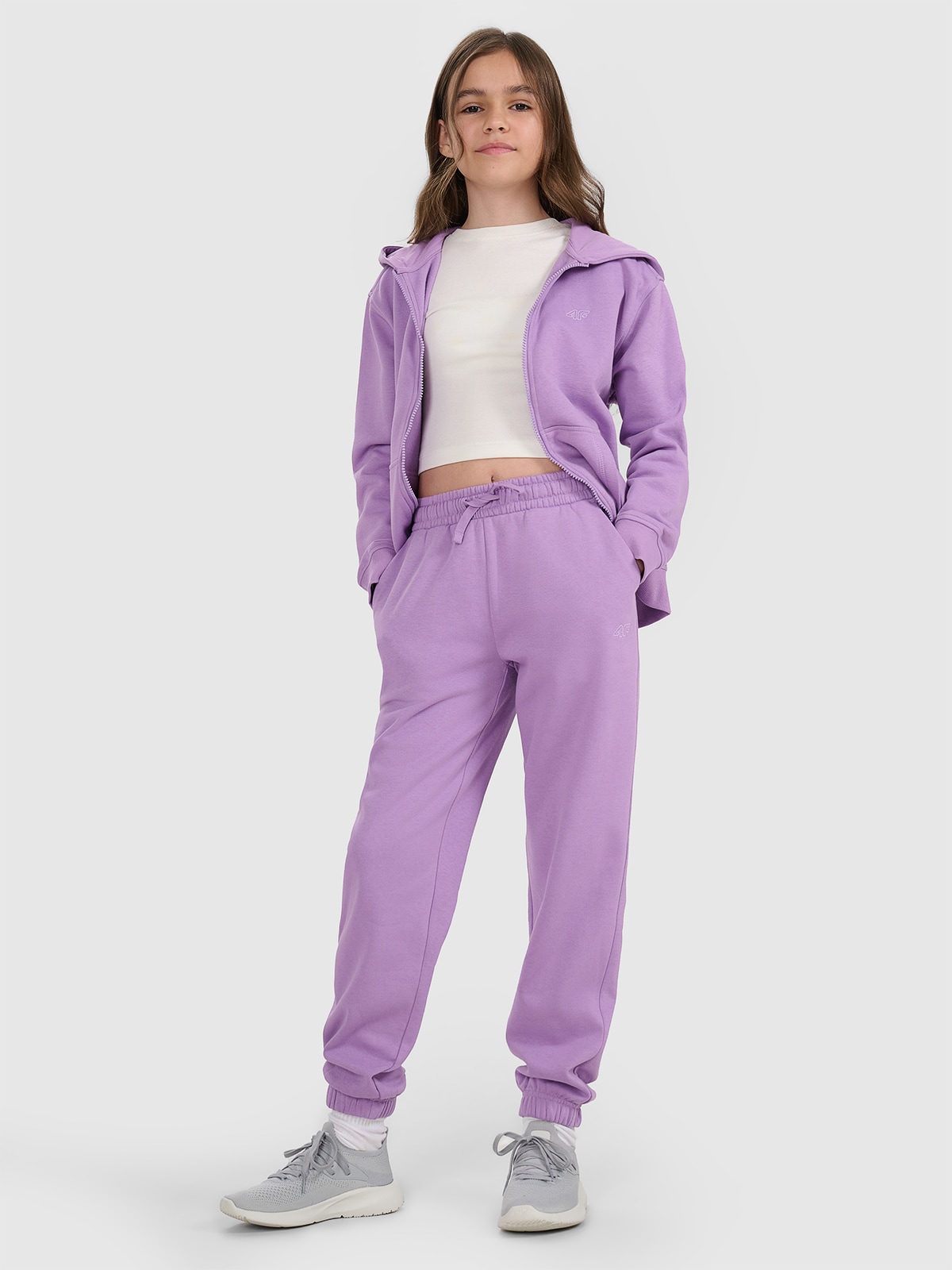 Pantaloni jogger de trening pentru fete - mov