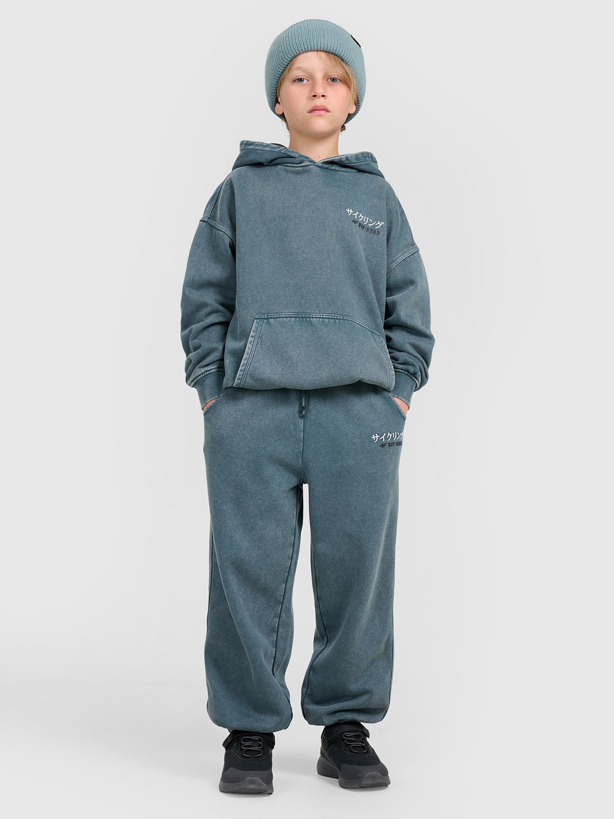 4F Pantaloni jogger de trening pentru băieți - turcoaz