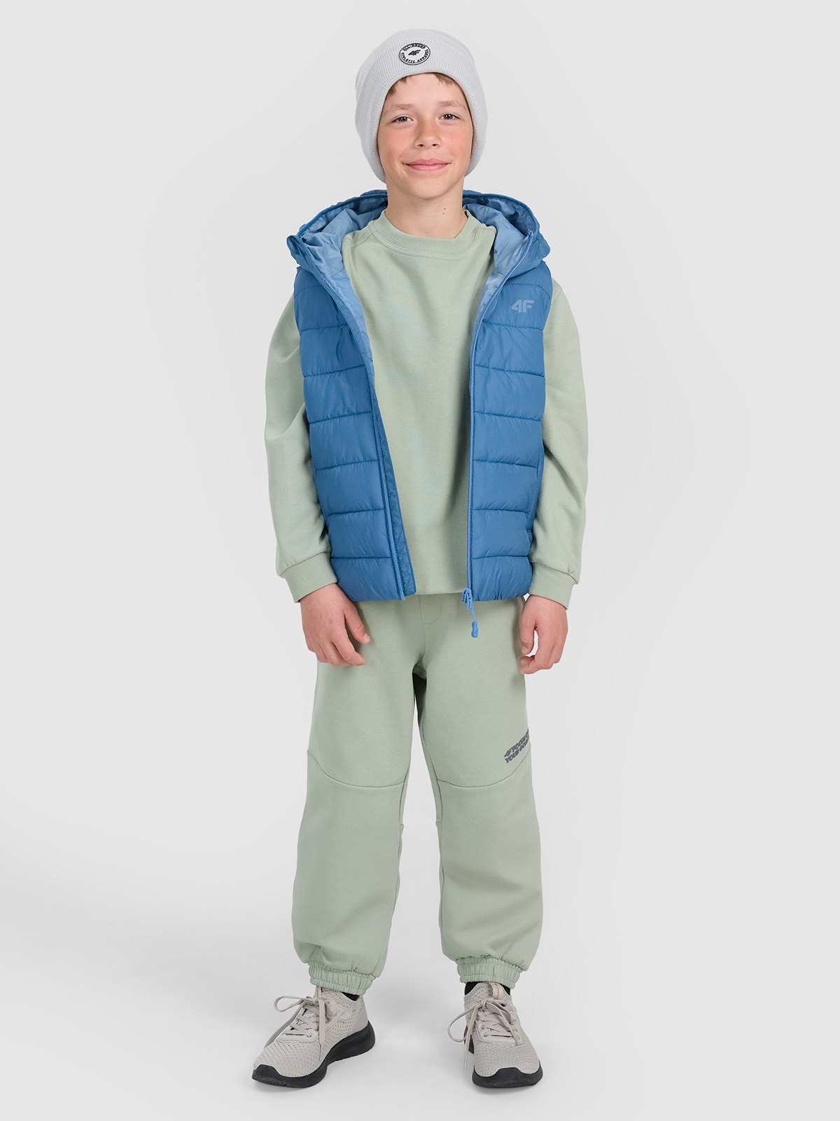 4F Pantaloni jogger de trening pentru băieți - verde măsliniu