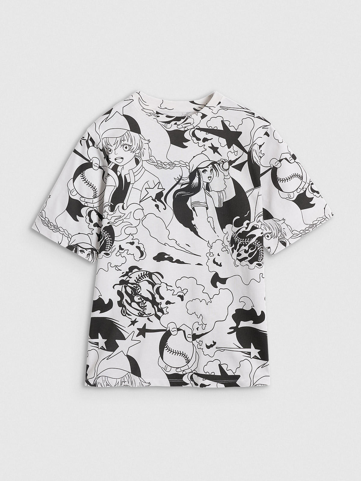 4F T-shirt oversize z nadrukiem dziewczęcy - multikolor 128 (7-8