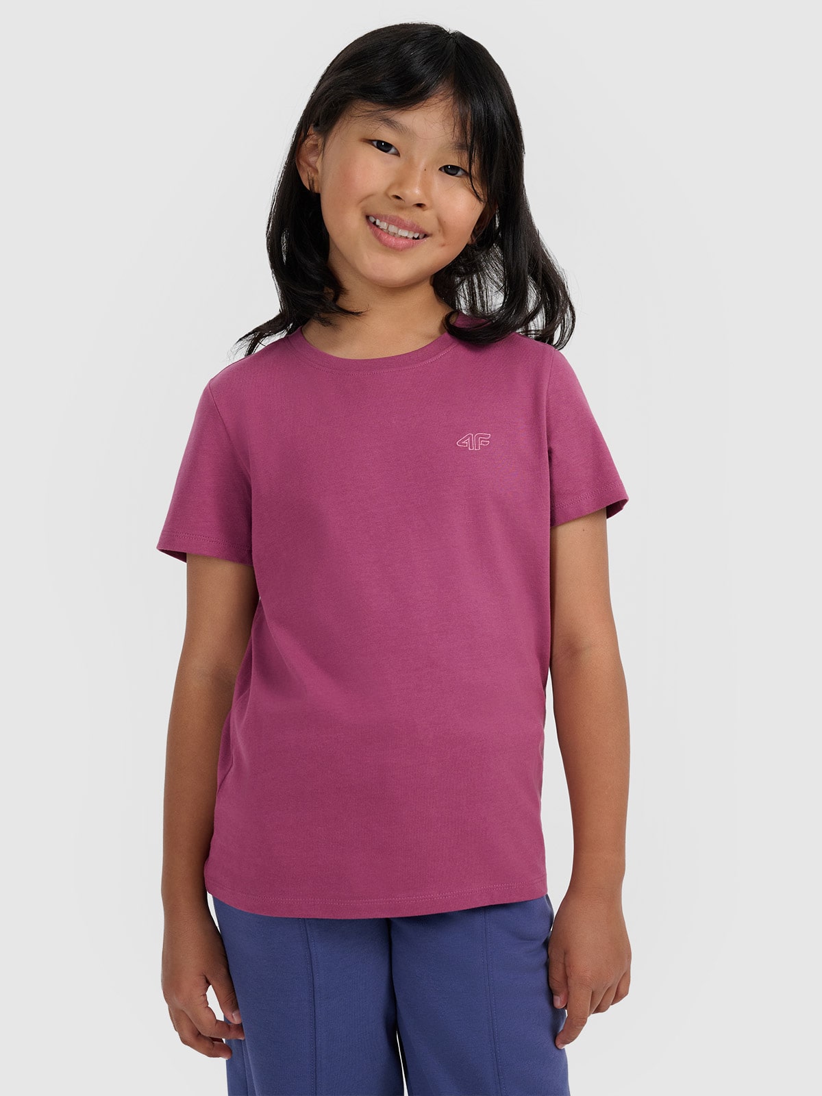 4F Tricou regular unicolor pentru fete - mov