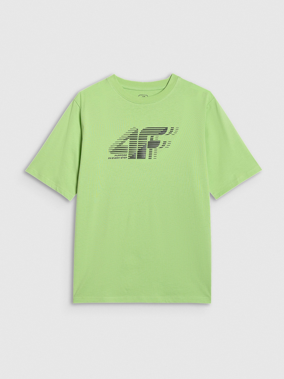 4F T-shirt oversize z nadrukiem chłopięcy - zielony 158 (12-13