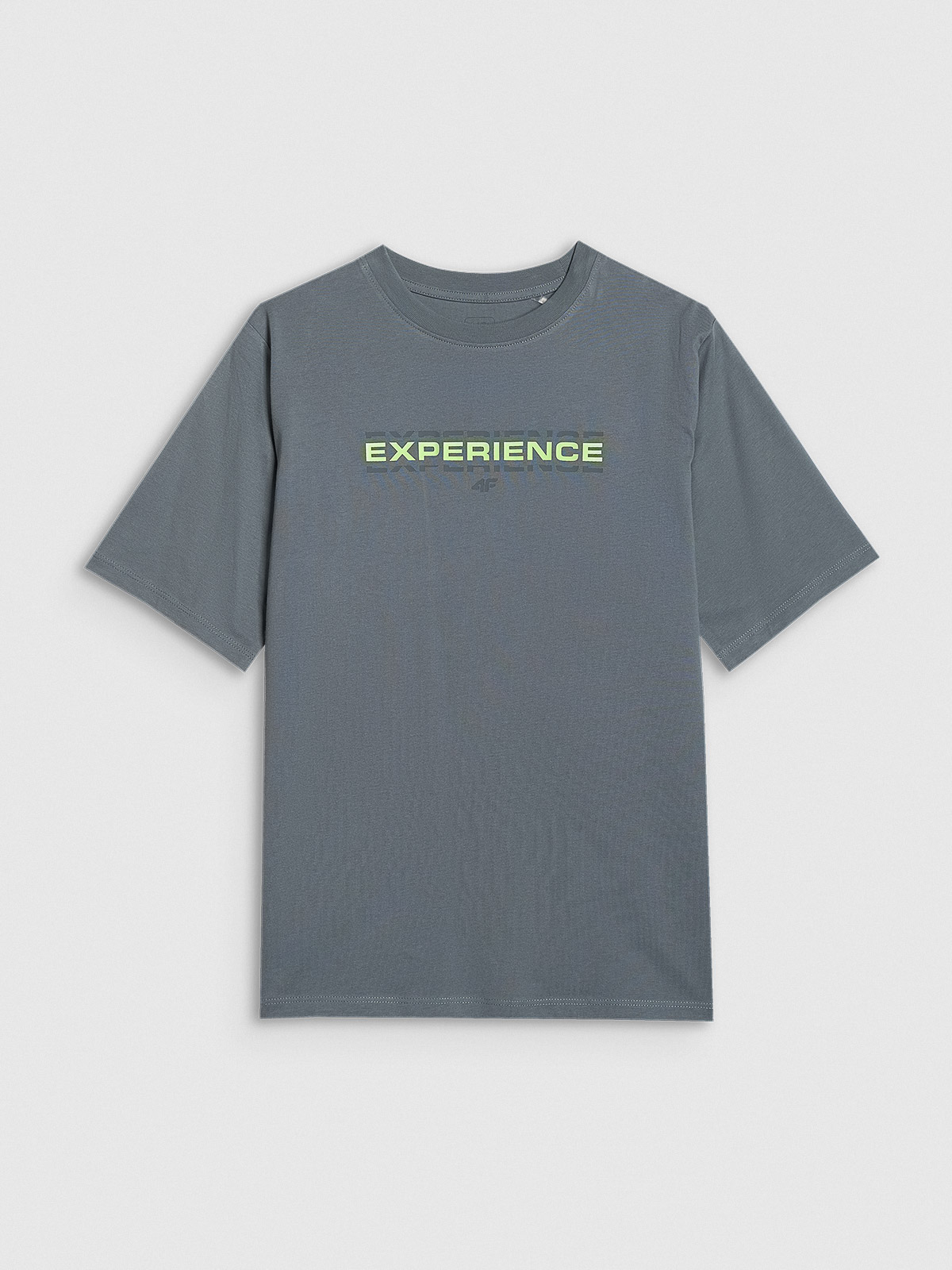 4F T-shirt oversize z nadrukiem chłopięcy - turkusowy 146/152 (10-12