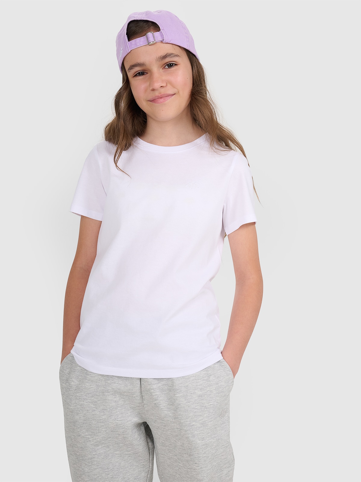 Tricou regular unicolor pentru fete - alb