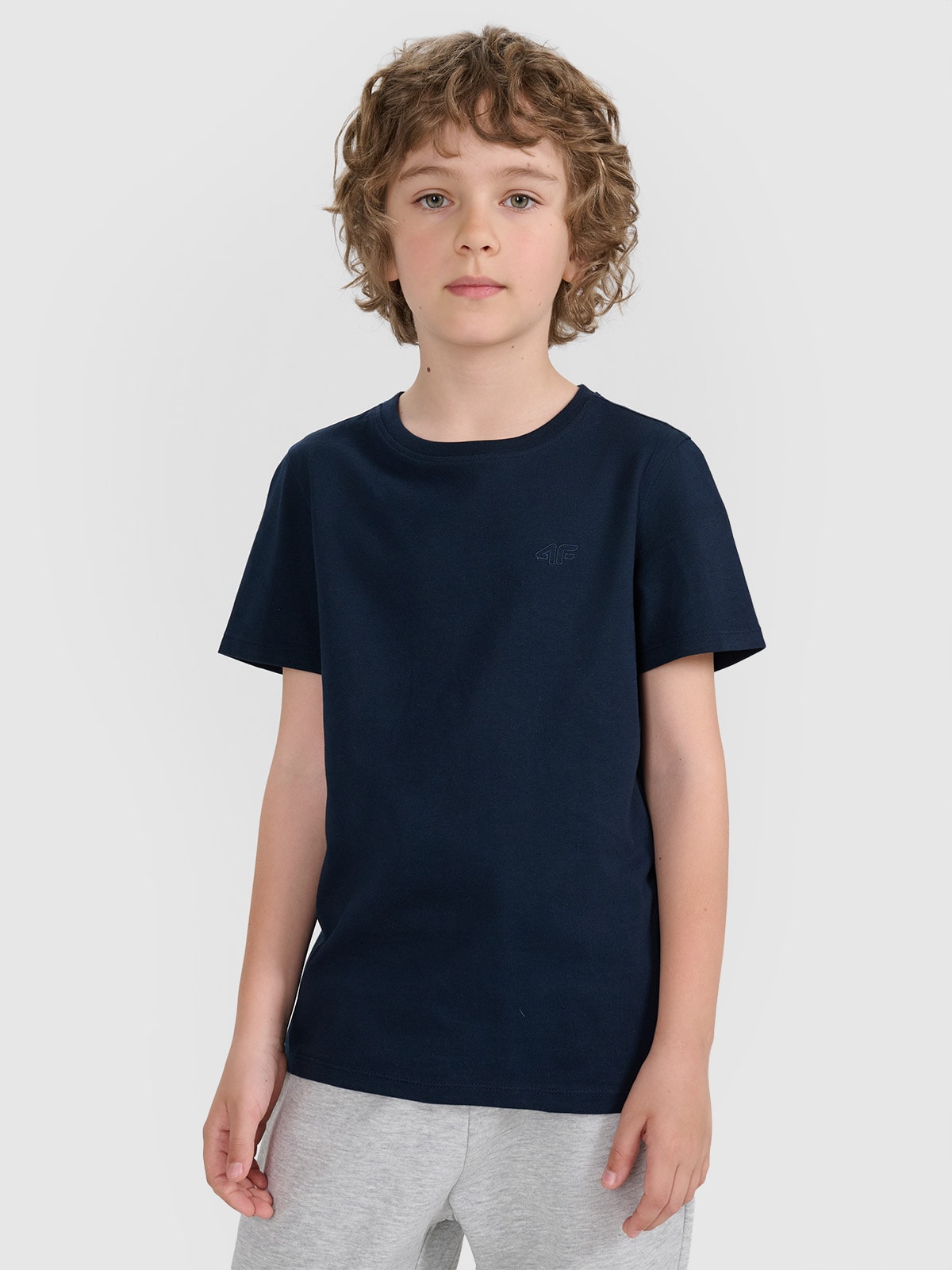 4F Tricou regular unicolor pentru băieți - bleumarin