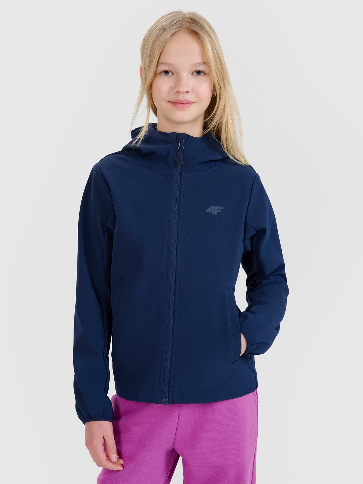Geacă softshell anti-vânt membrană 5000 pentru copii - bleumarin