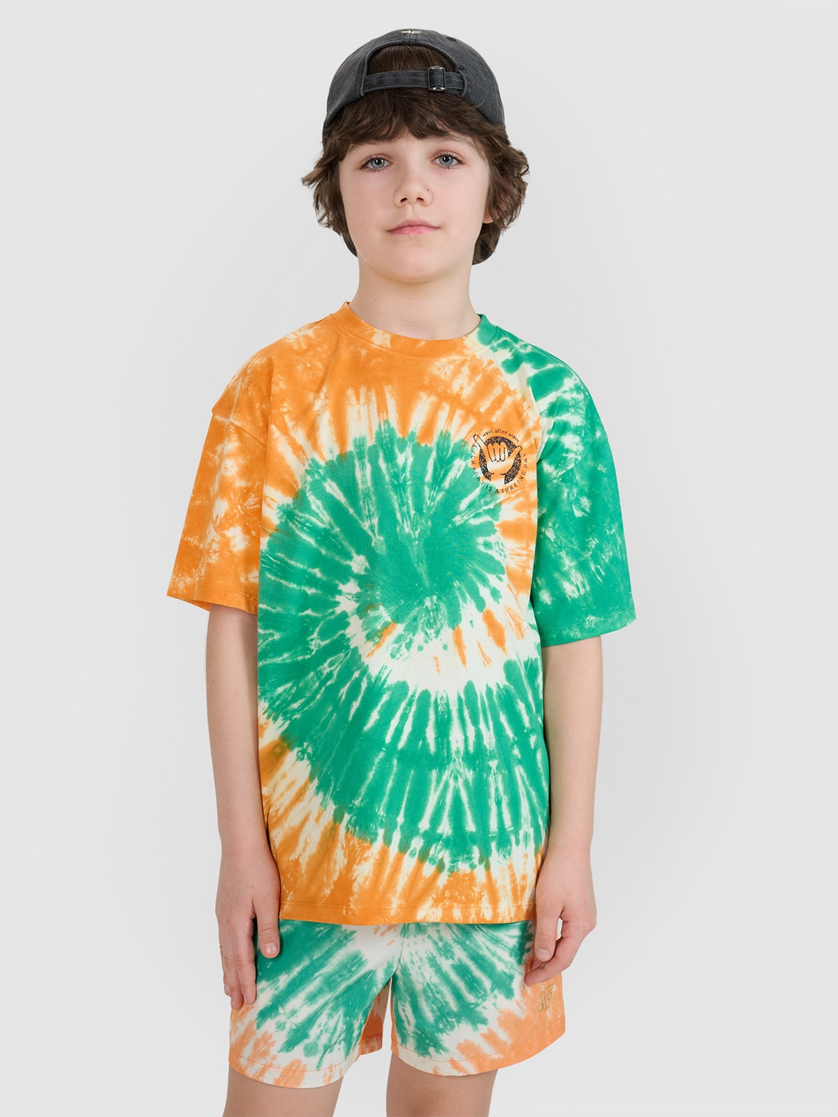 Tricou oversize tie-die pentru băieți - multicolor