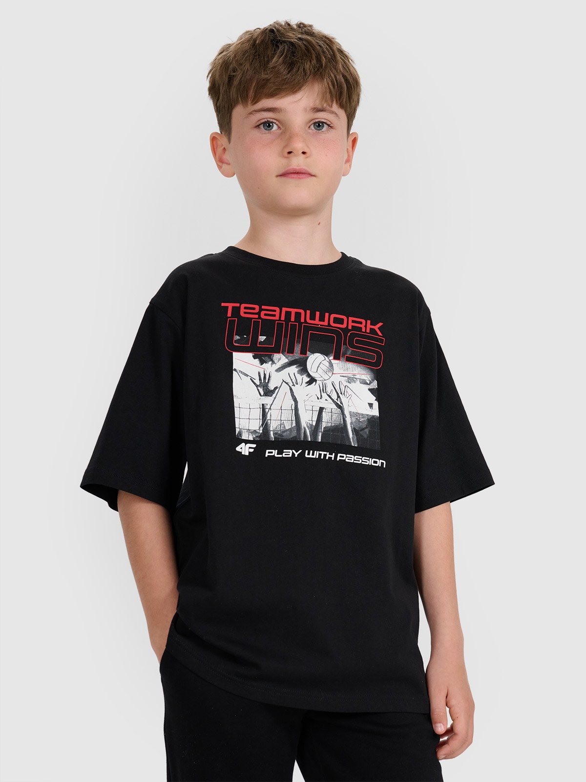 Tricou oversize cu imprimeu pentru copii - negru