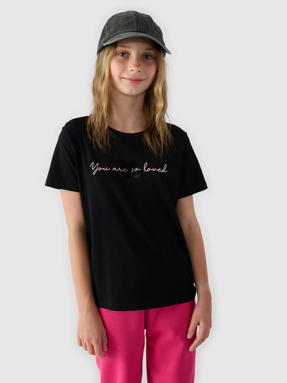 Tricou cu imprimeu pentru fete - negru