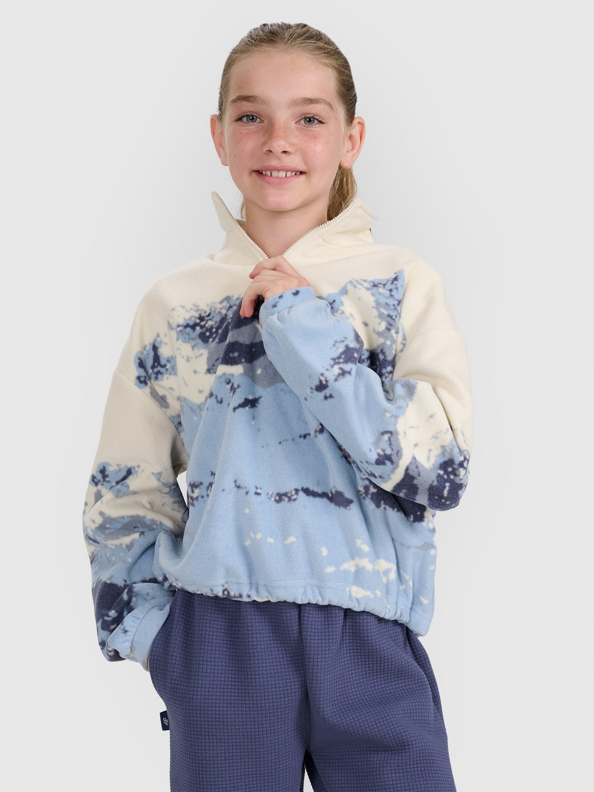4F Polar oversize cu imprimeu pentru fete - multicolor