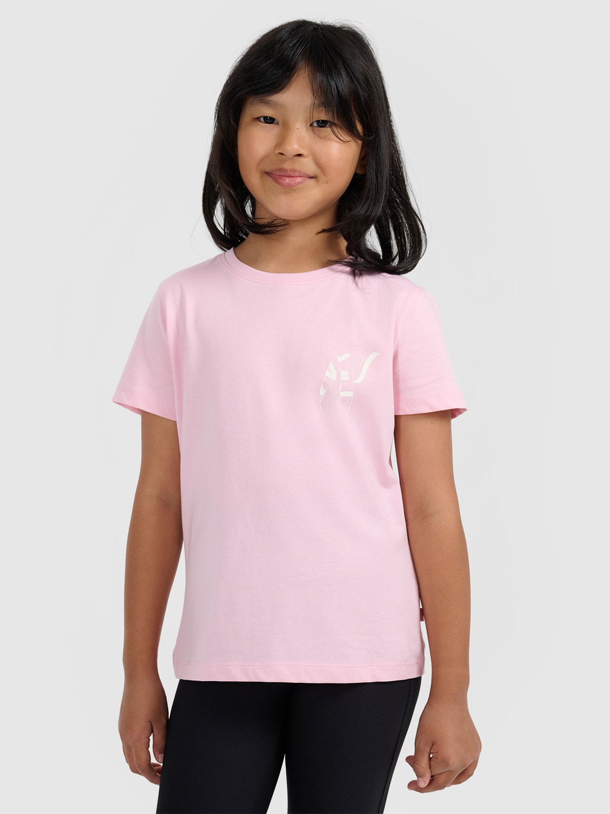 4F T-shirt regular z nadrukiem dziewczęcy - różowy 146 (10-11