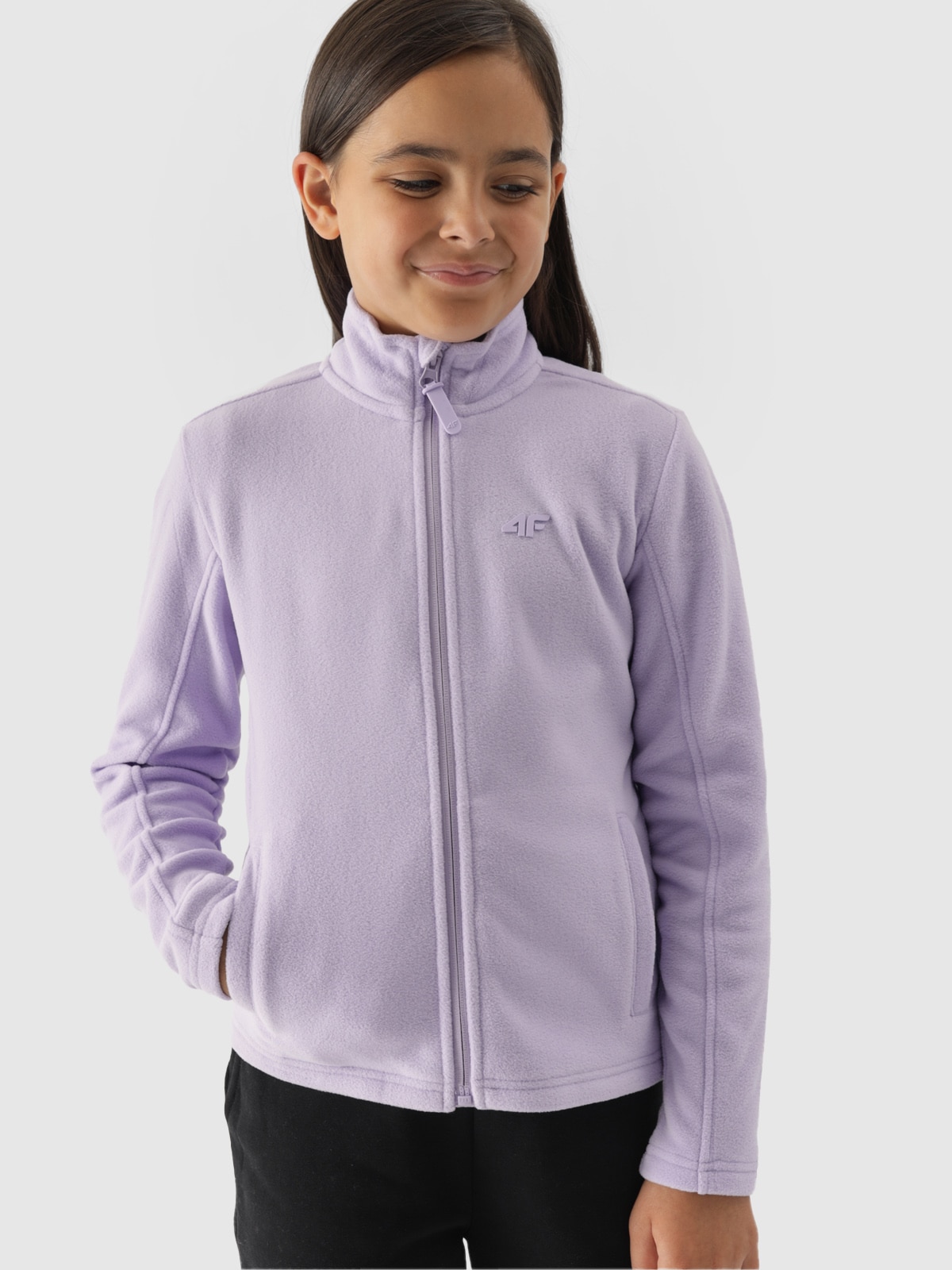 Dívčí fleece slim se stojáčkem - fialový