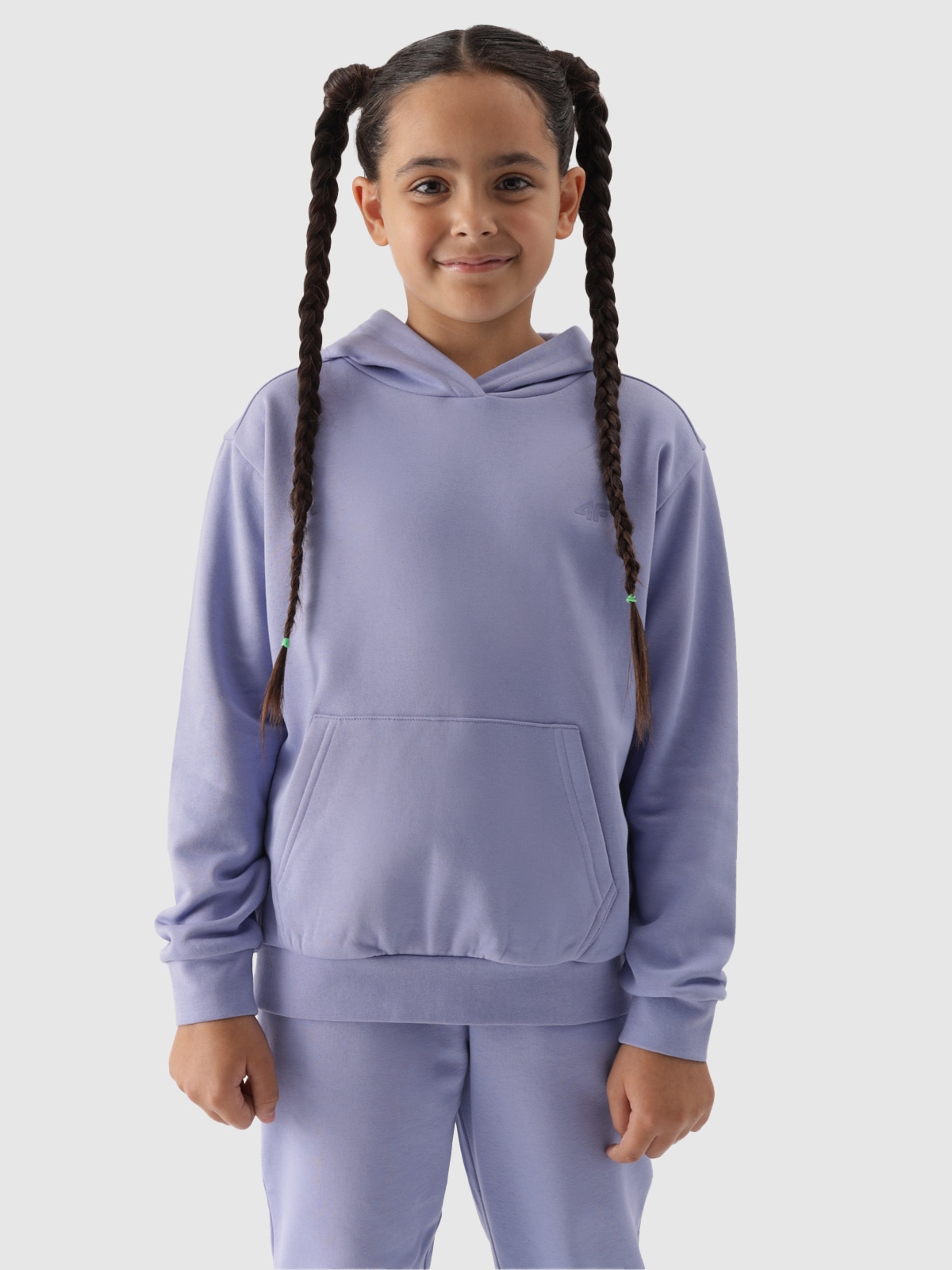 Dívčí tepláková mikina bez zapínání a s kapucí - tmavě modrá