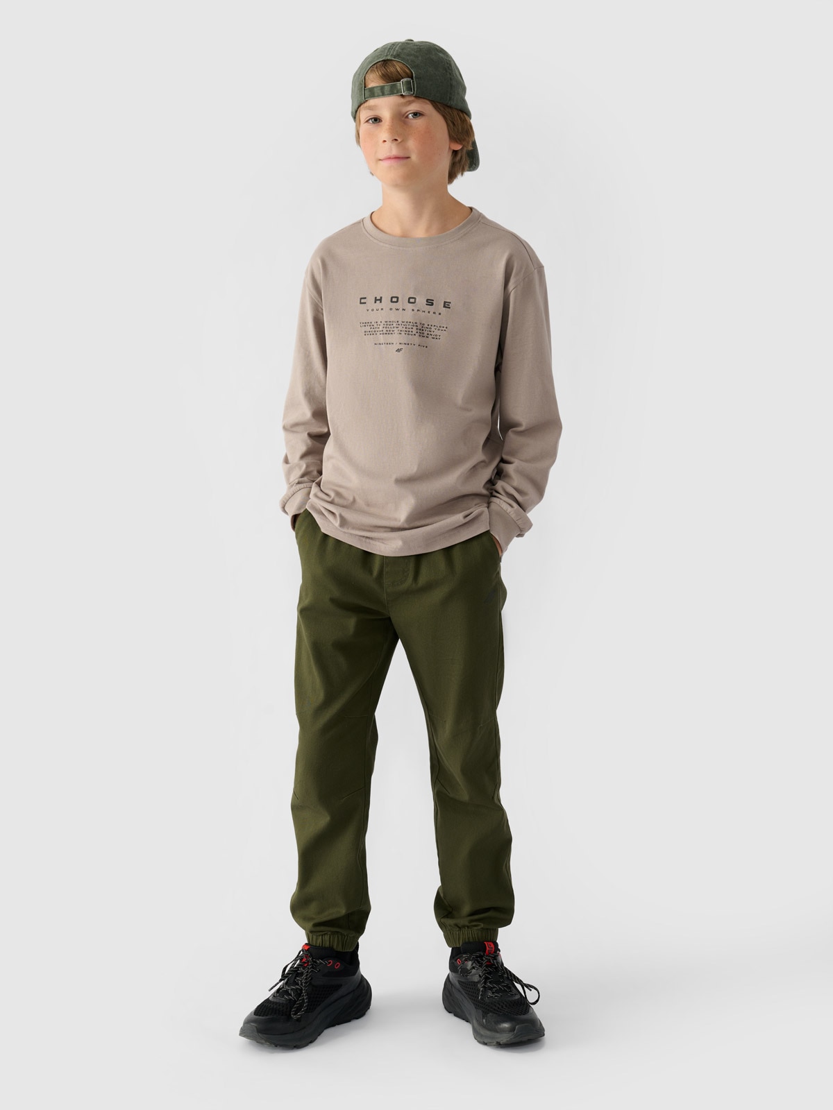 Chlapecké kalhoty casual typu jogger - olivové/khaki