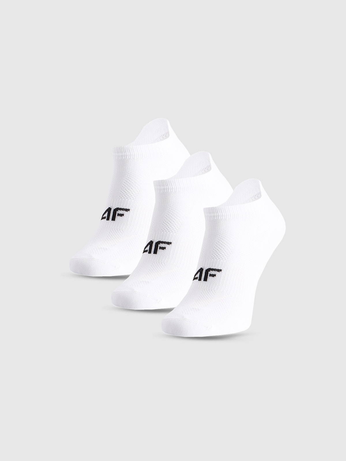 4F Șosete de sport până la gleznă (3-pack) pentru băieți - albe
