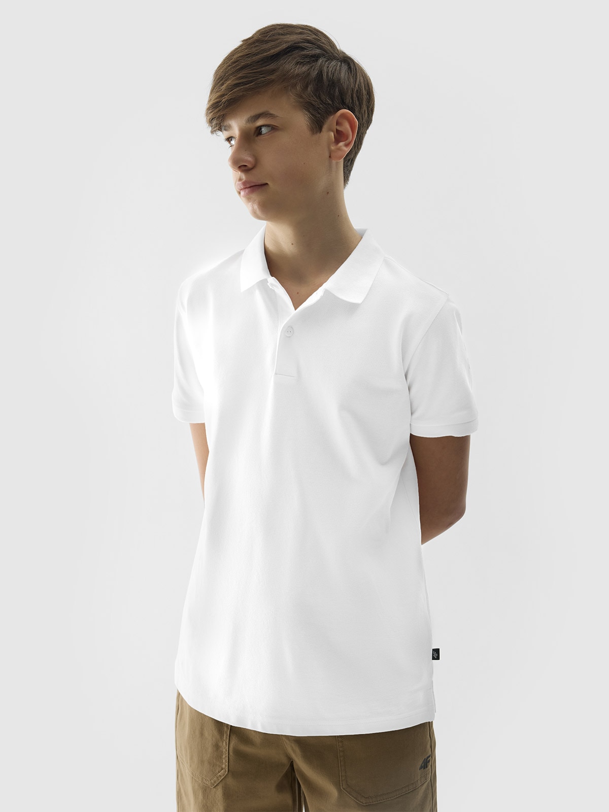 Tricou polo regular unicolor pentru băieți - alb