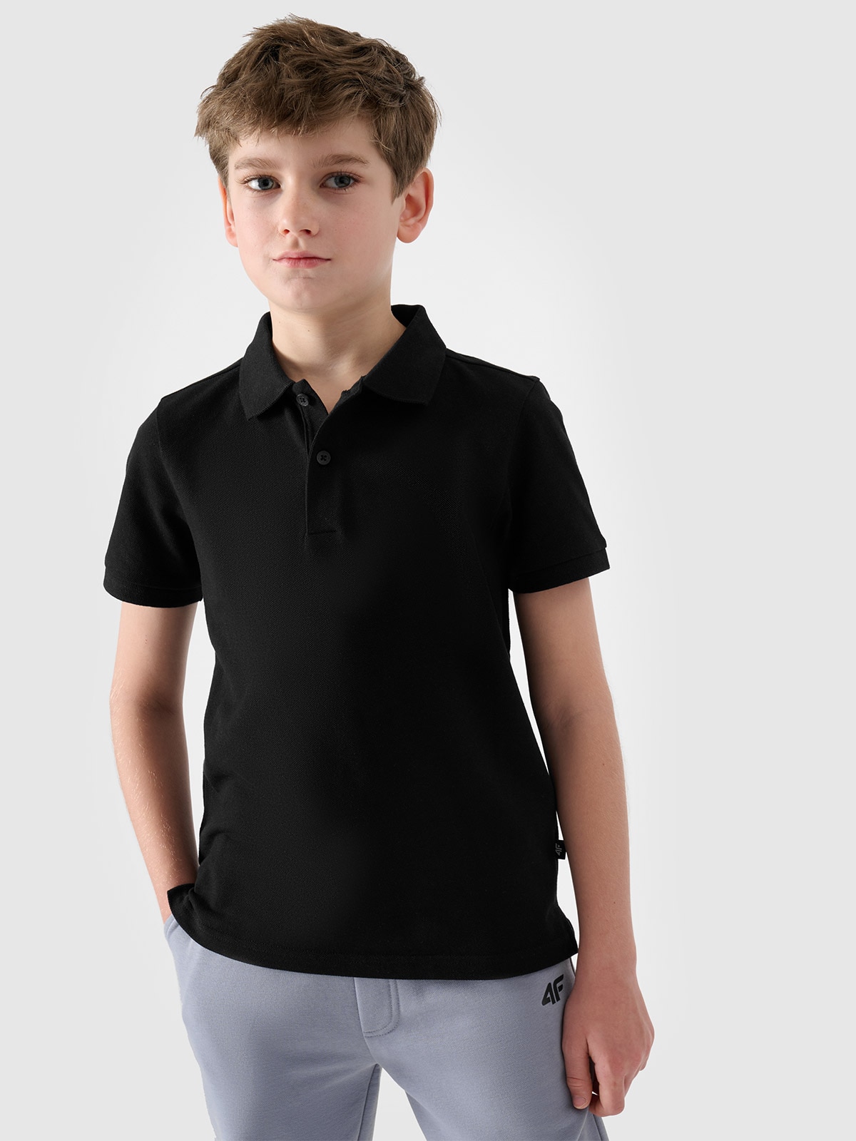 Chlapecké hladké polo tričko regular - černé