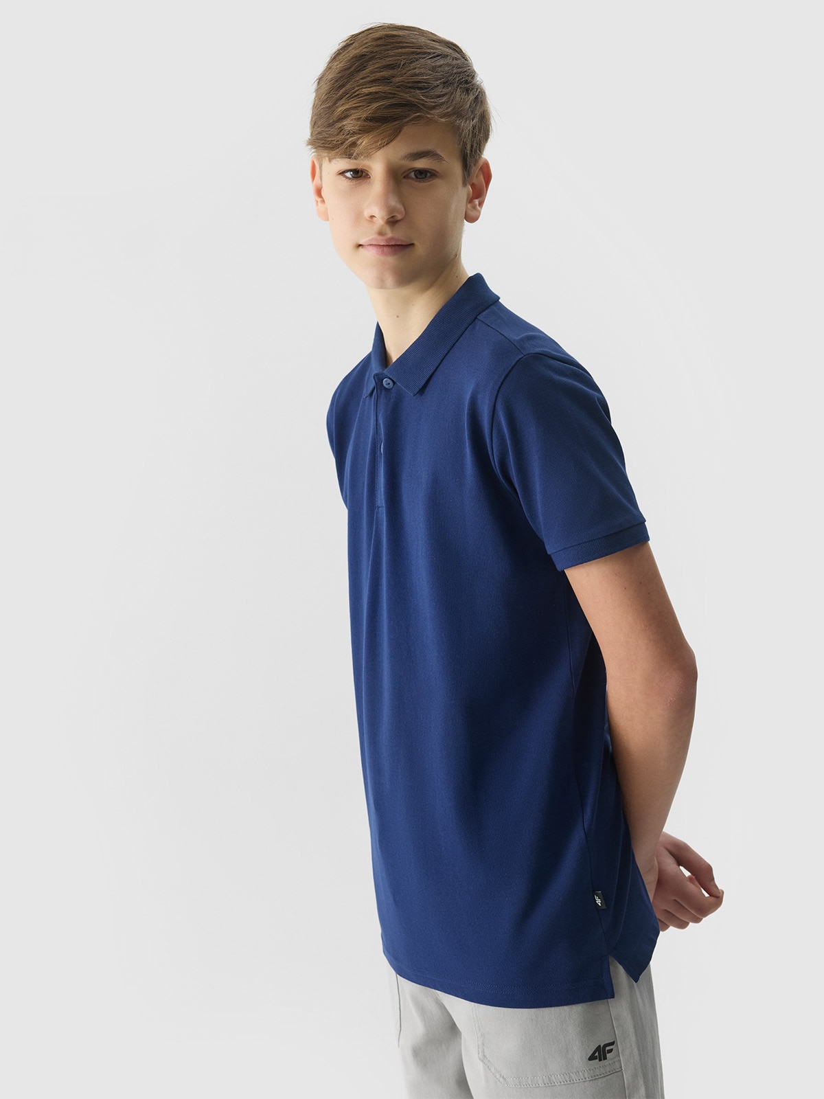 Tricou polo regular unicolor pentru băieți - bleumarin