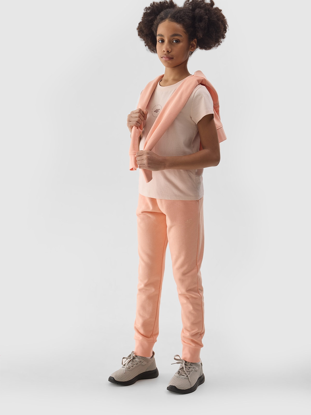 Pantaloni jogger de trening pentru fete - culoarea coral