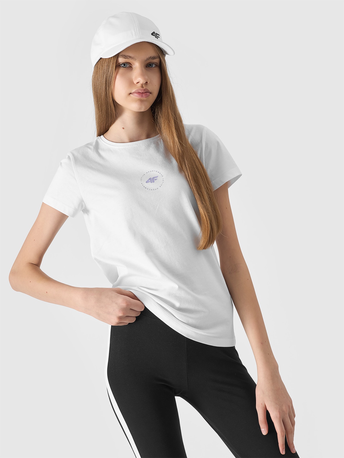 Tricou unicolor din bumbac organic pentru fete - alb