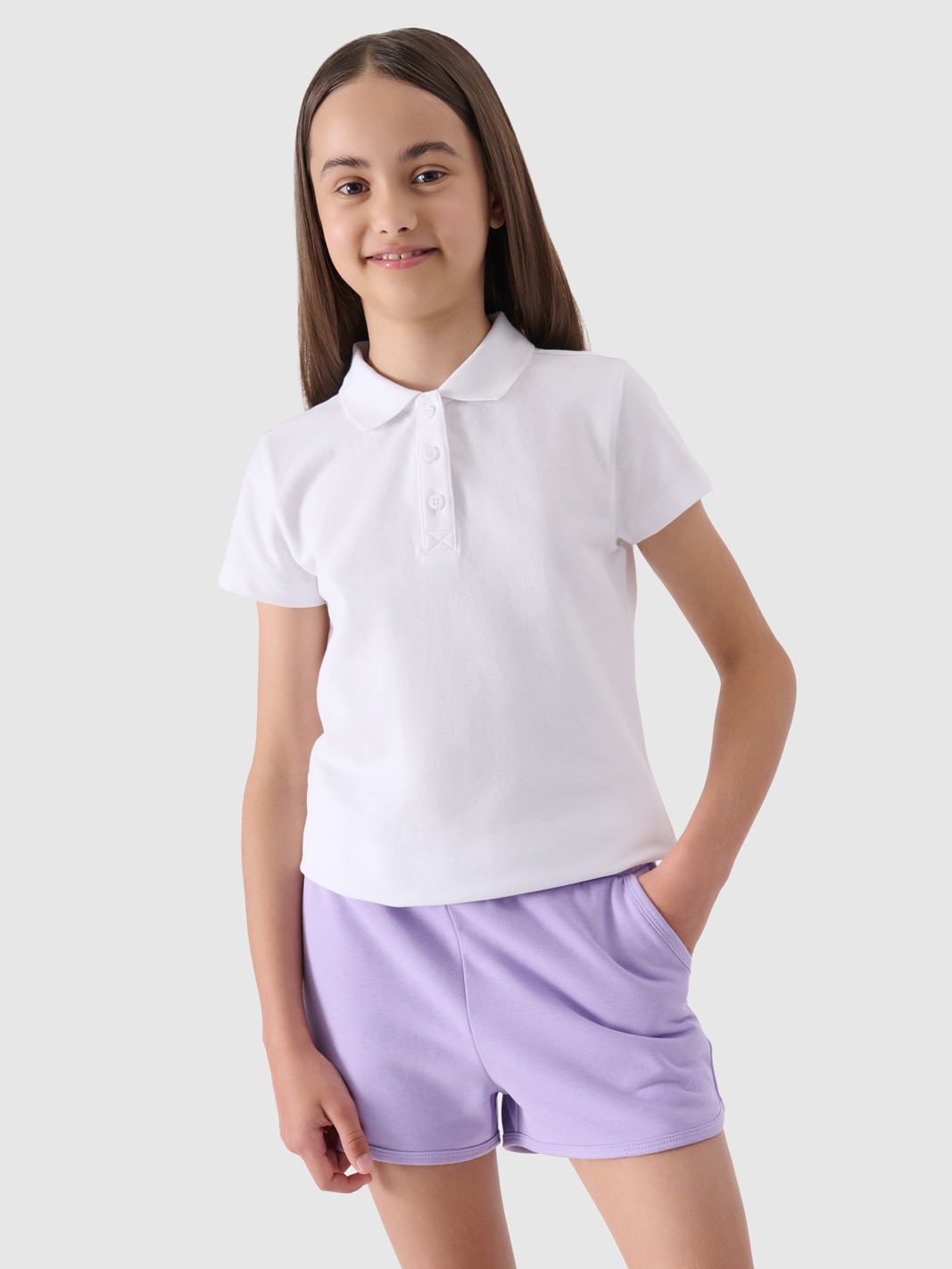 Tricou polo regular pentru fete - alb