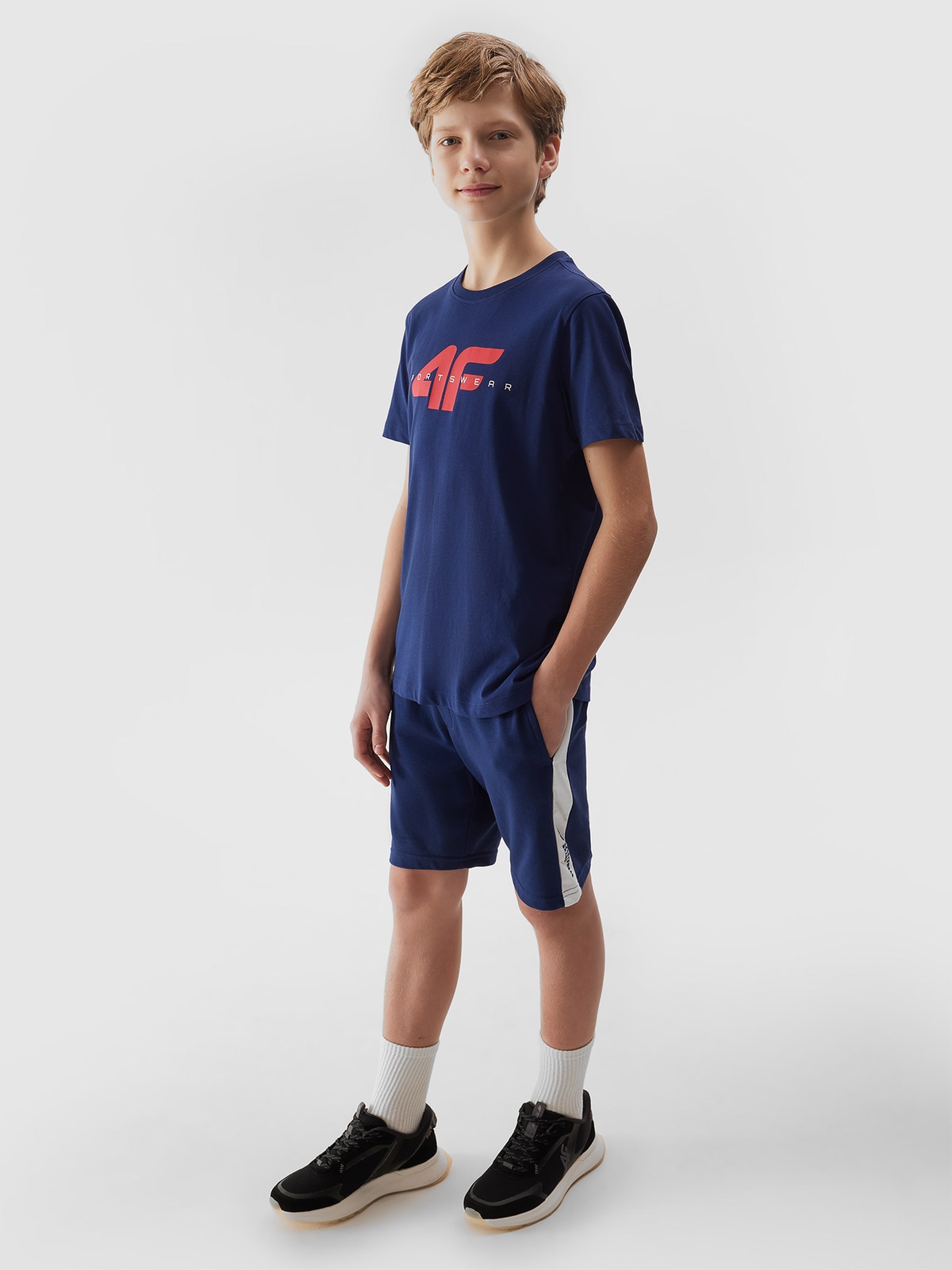 Chlapčenské tričko s potlačou z organickej bavlny - tmavomodré