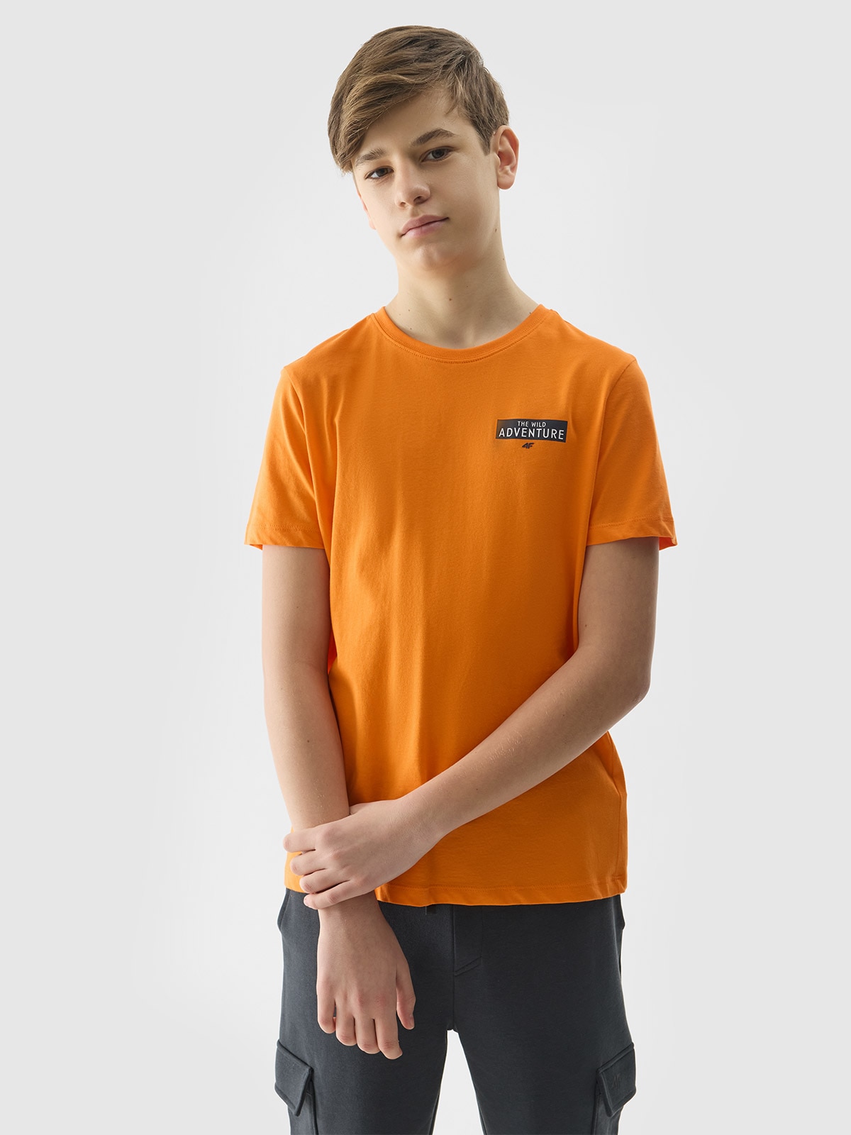 Chlapecké tričko z organické bavlny s potiskem - oranžové
