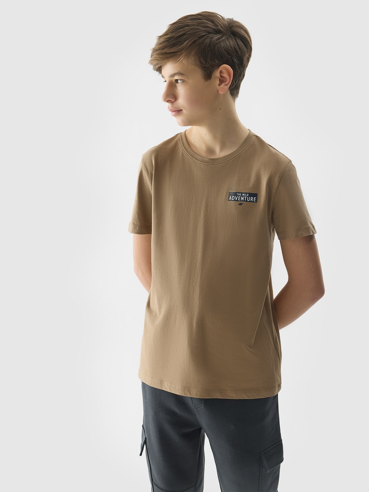Chlapecké tričko z organické bavlny s potiskem - hnědé