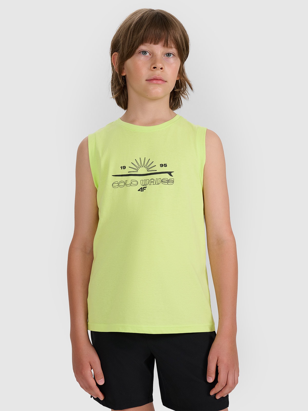 4F Tank top regular cu imprimeu pentru băieți - verde