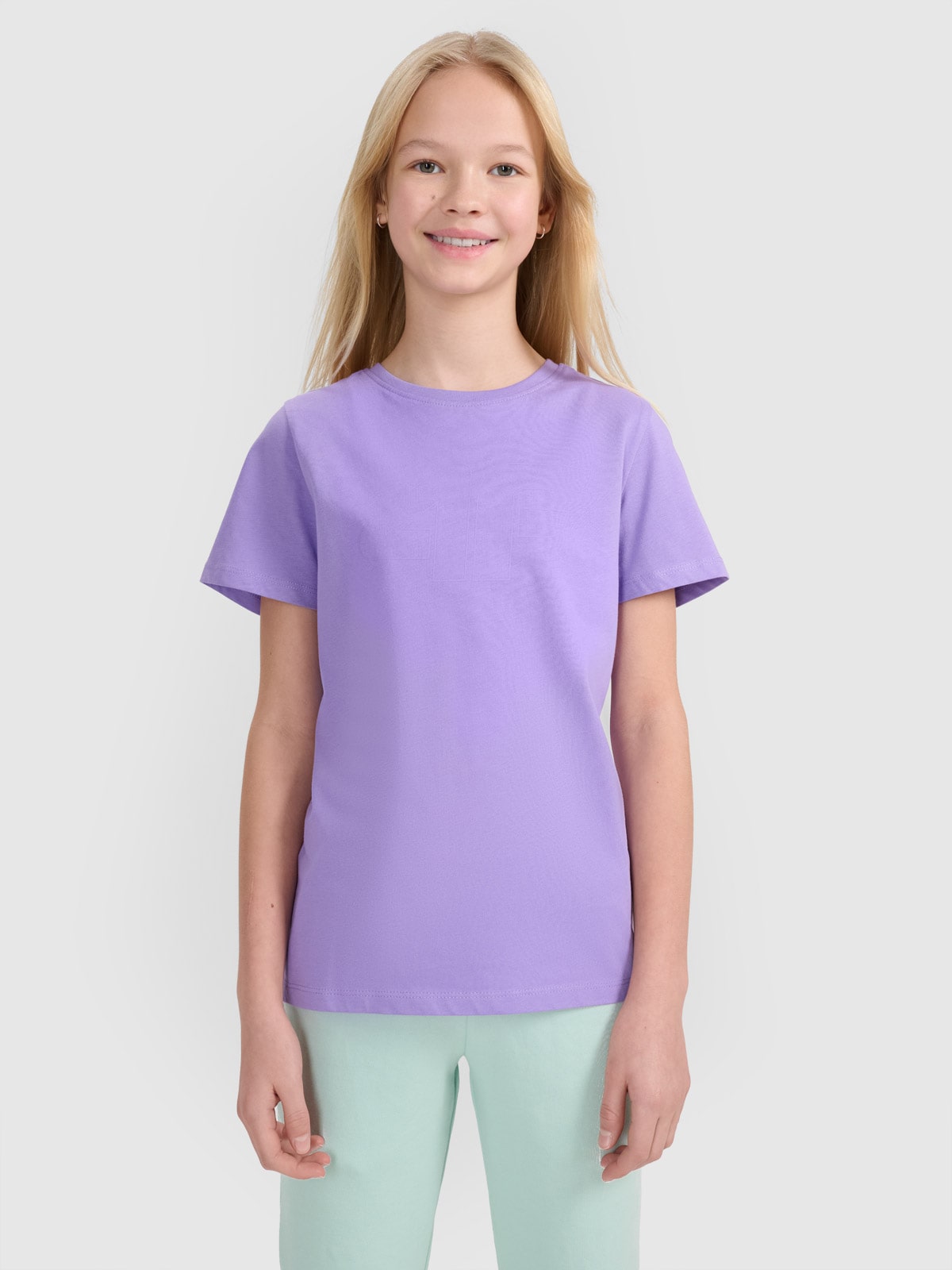 Tricou regular cu imprimeu pentru fete - mov
