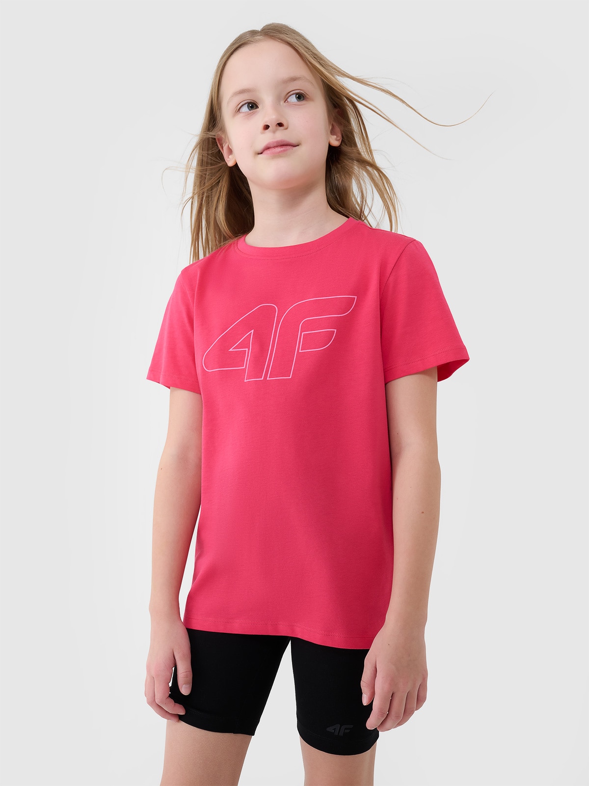 Tricou regular cu imprimeu pentru fete - roz