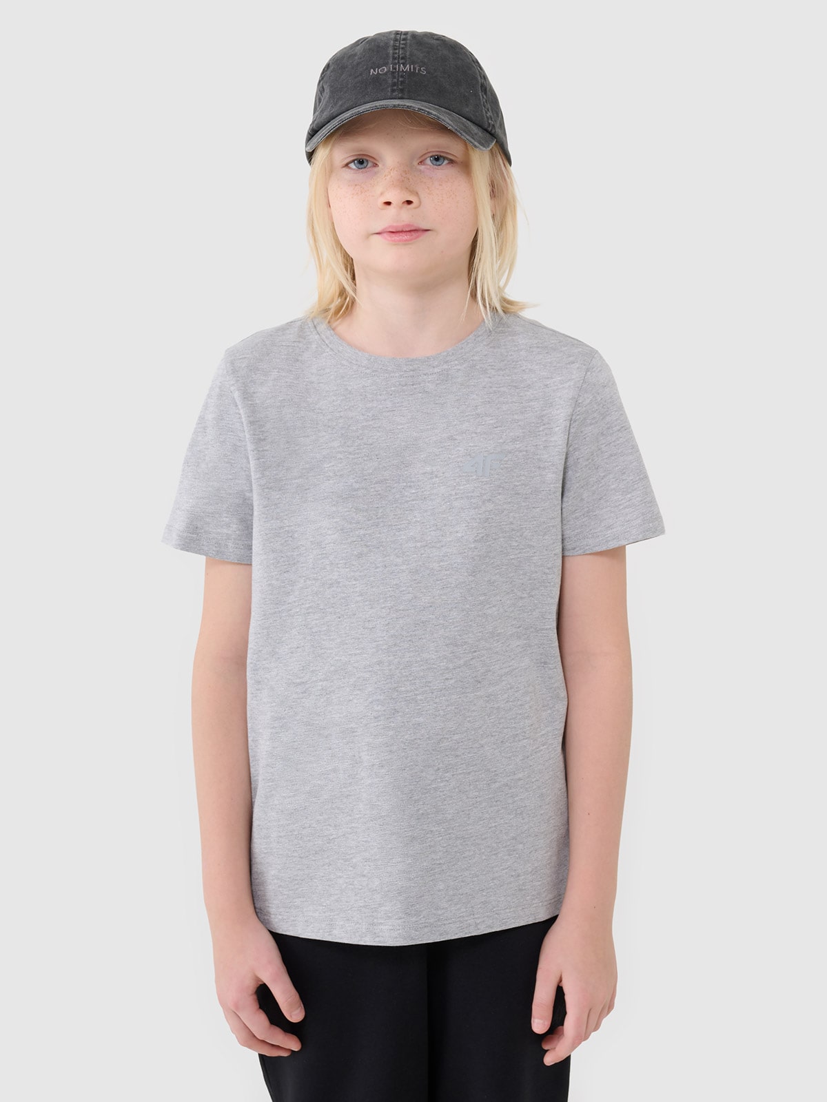Tricou regular unicolor pentru băieți - gri