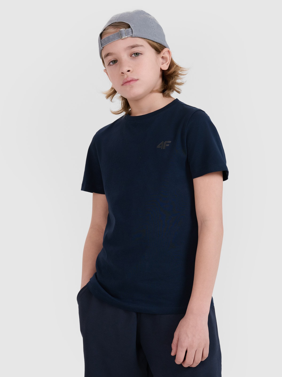 Tricou regular unicolor pentru băieți - bleumarin