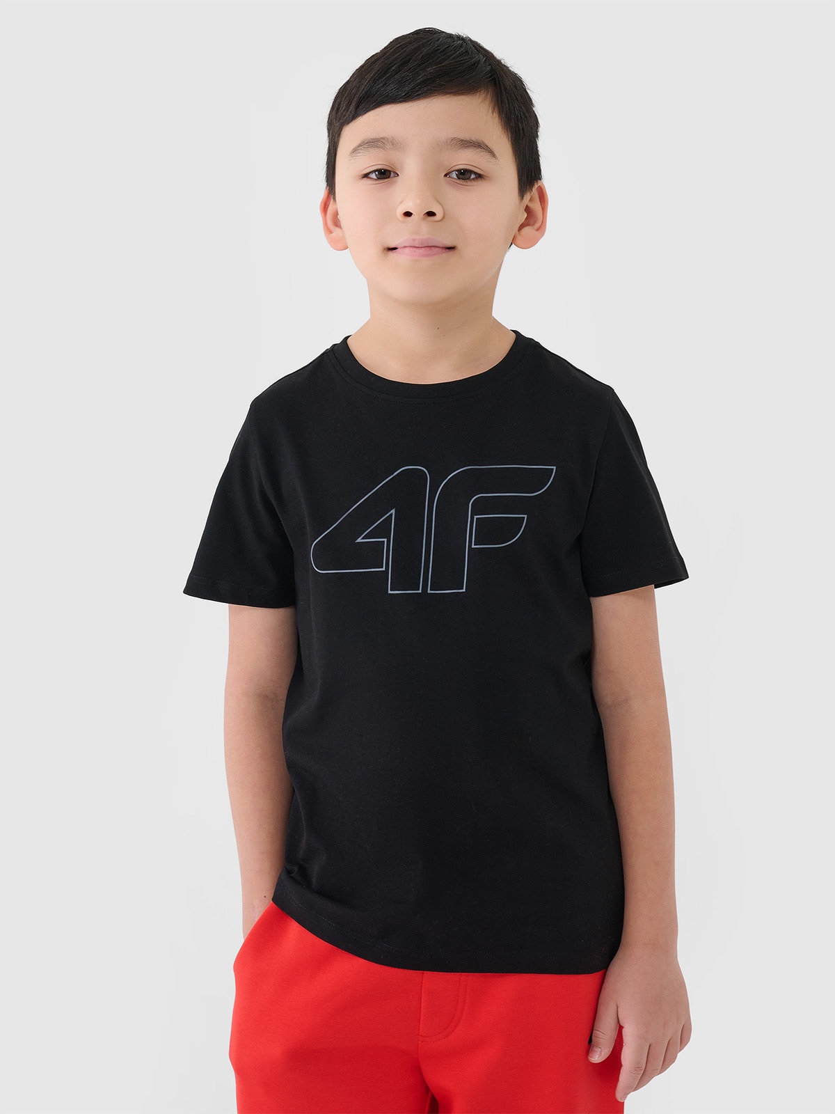 4F Tricou cu imprimeu pentru băieți - negru