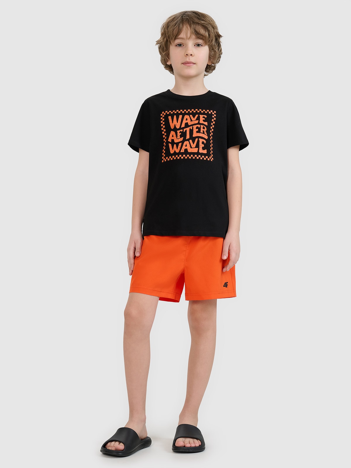 4F Spodenki plażowe boardshorty chłopięce - czerwone 146/152 (10-12