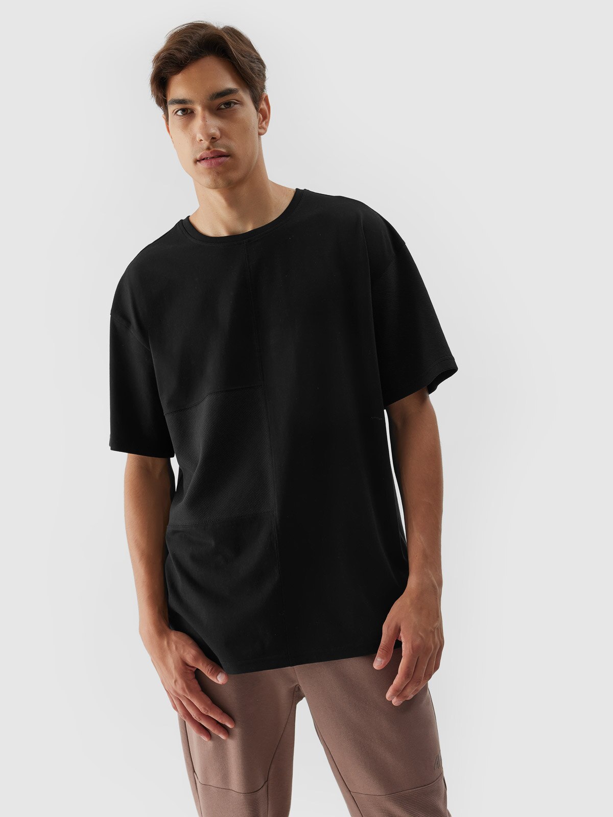 Tricou oversize unicolor pentru bărbați - negru