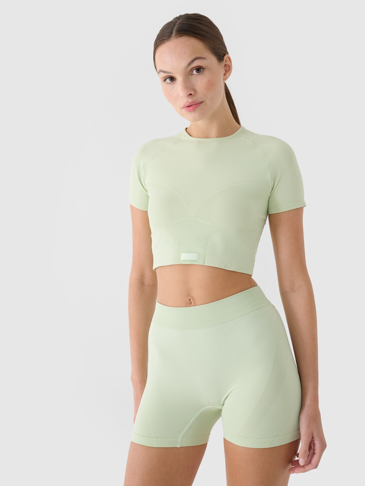 Crop top de antrenament slim cu uscare rapidă pentru femei - turcoaz