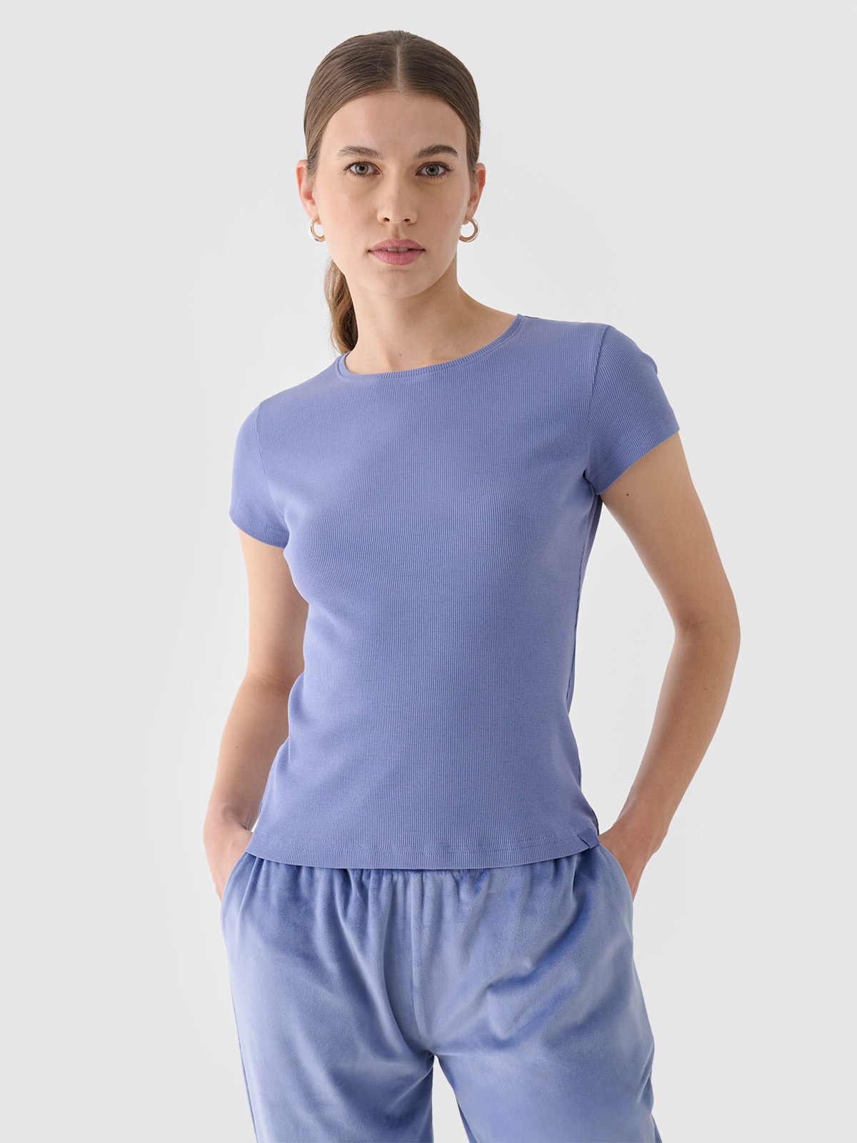 Tricou slim unicolor pentru femei - bleumarin