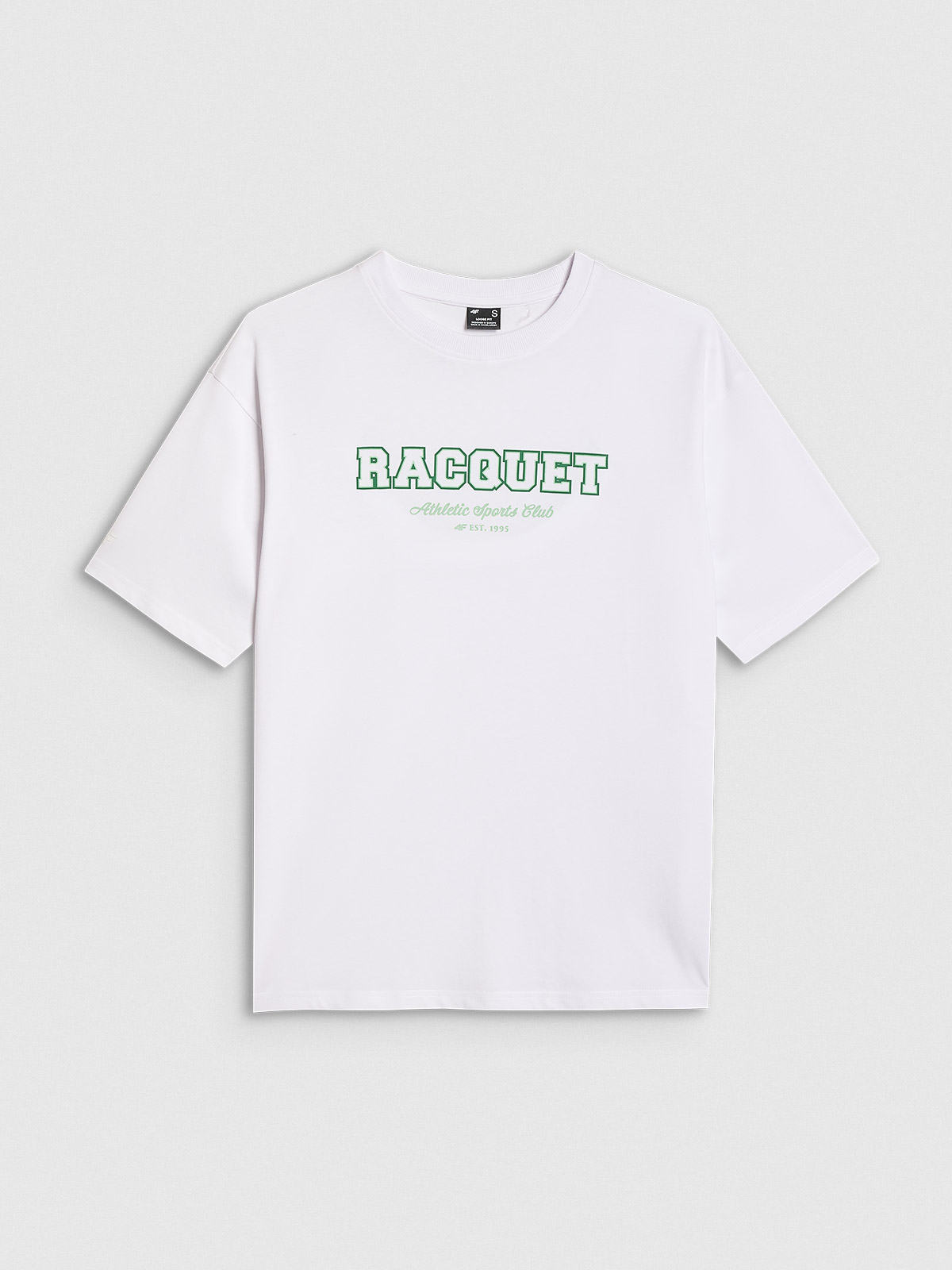 4F T-shirt oversize z nadrukiem damski - biały