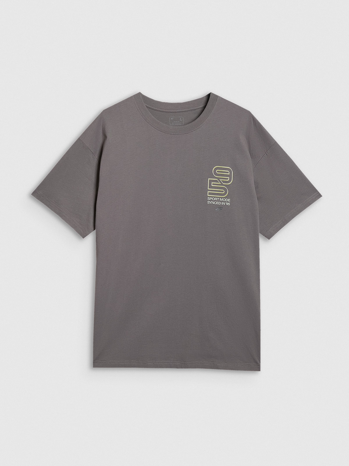 4F T-shirt oversize z nadrukiem męski - szary