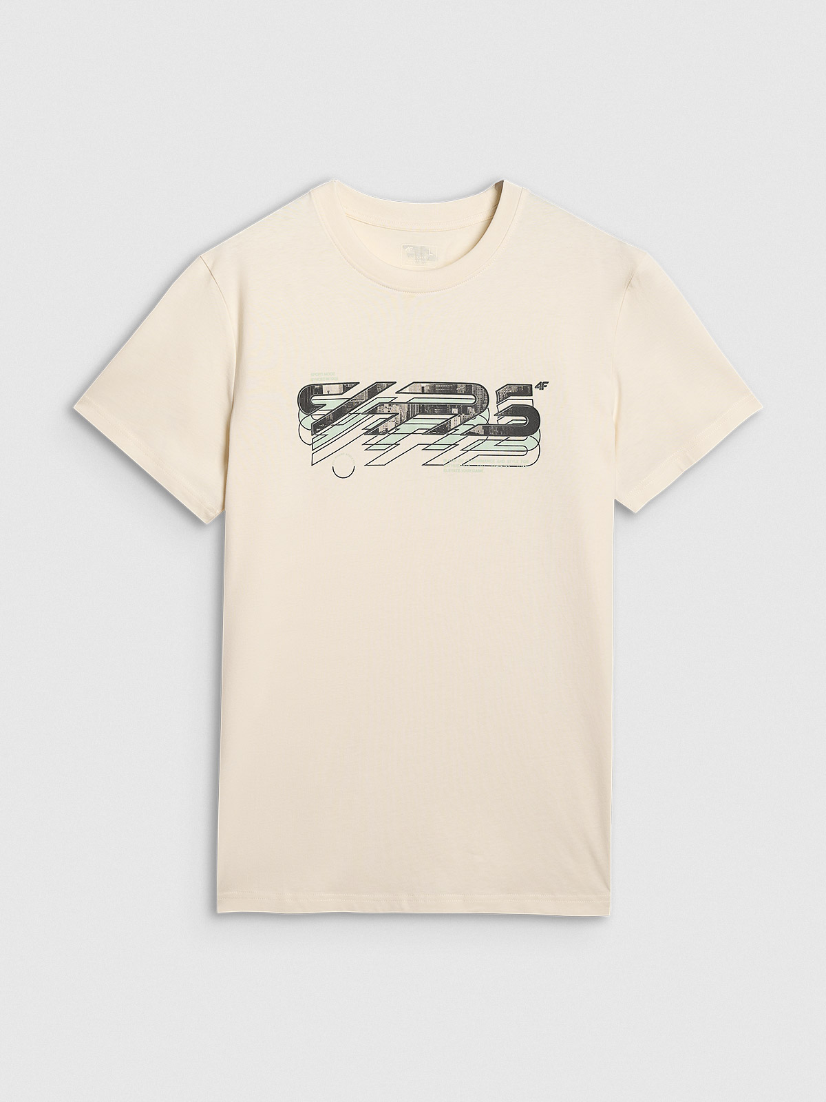 4F T-shirt regular z nadrukiem męski -  biały