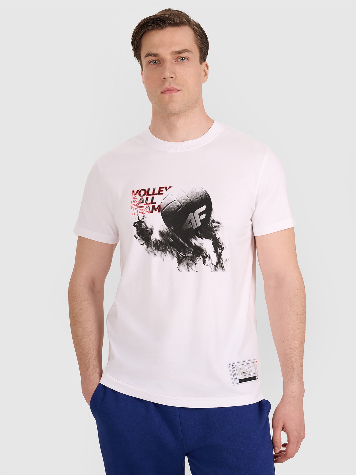 Tricou regular cu imprimeu pentru bărbați - alb