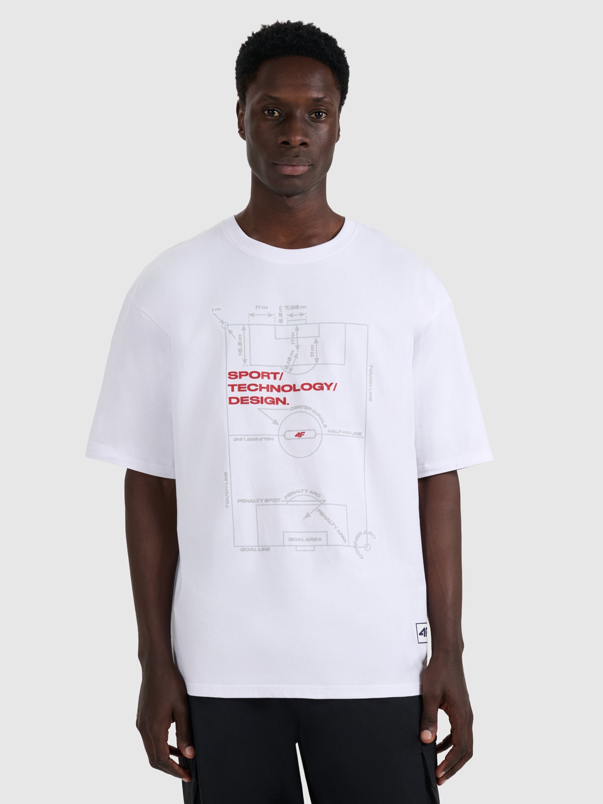 4F T-shirt oversize z nadrukiem męski - biały
