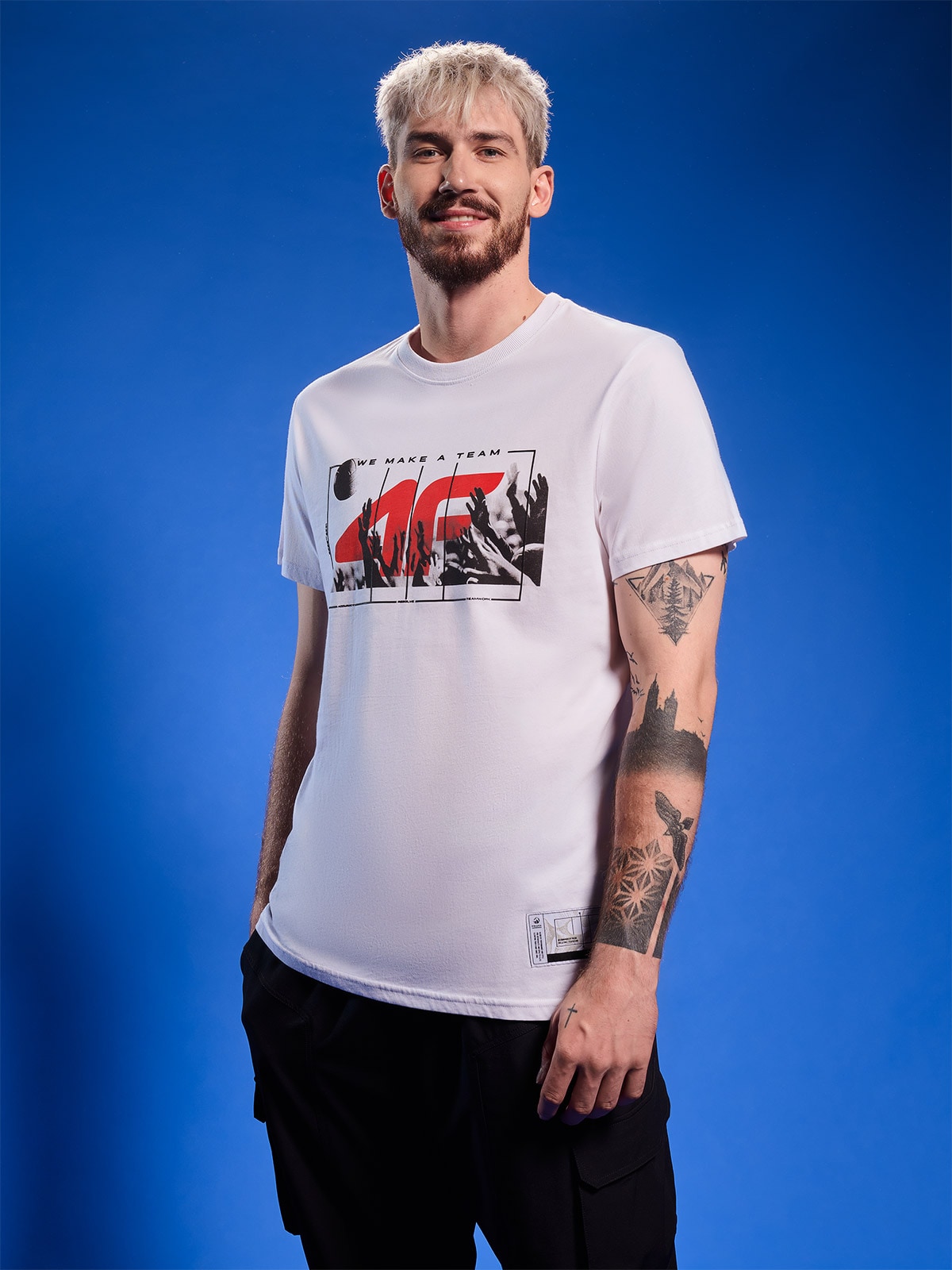 Tricou regular cu imprimeu pentru bărbați - alb