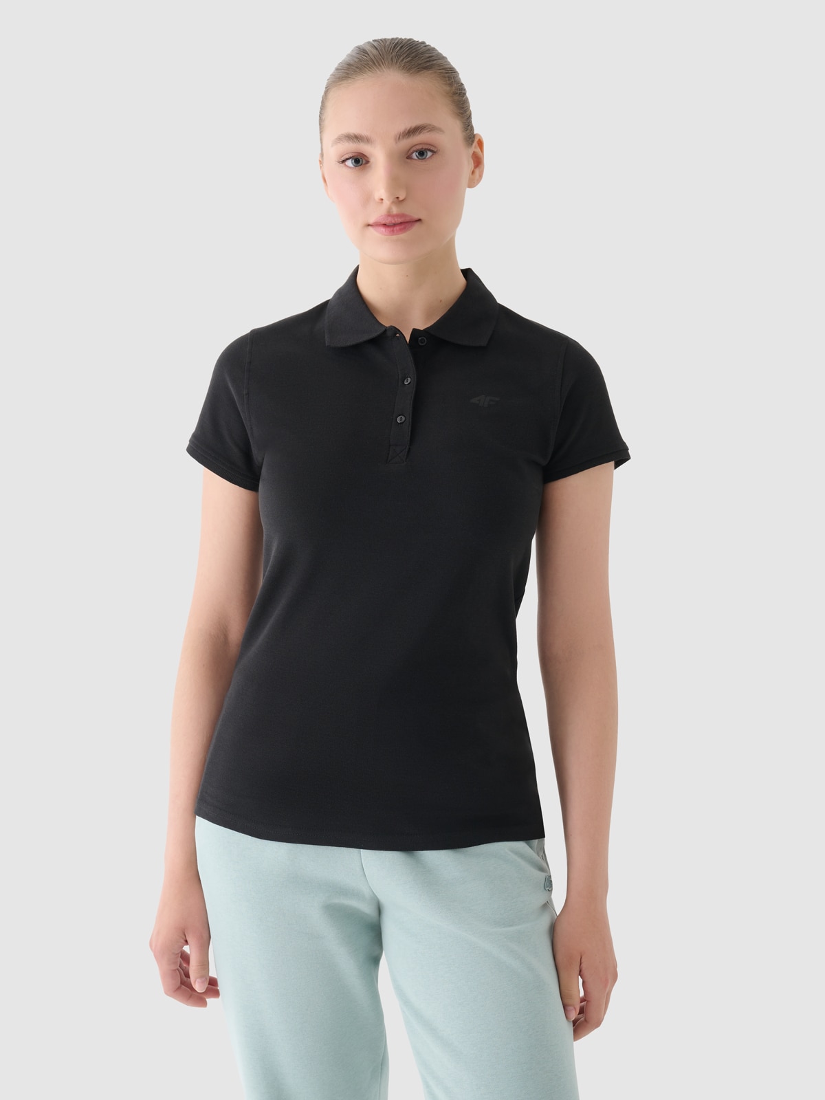 Tricou polo regular pentru femei - negru